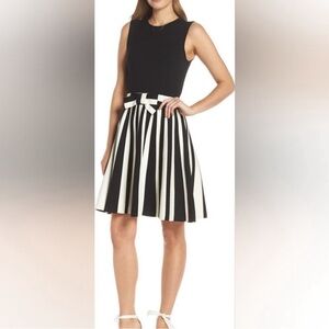 1901 Black & White Flared Knit Dress